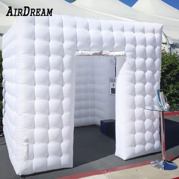 Free delivery 5mLx5mWx3.5mH (16.5x16.5x11.5ft) Doors Full Wall Glow Inflatable Portable Photo Booth Enclosure With Led Lights Offered