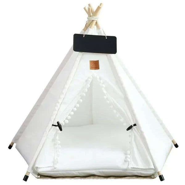 Pet Teepee Tent for Cats Dogs Portable Removable Washable Dog Indoor Puppies House with Cushion and Blackboard Cat Bed 26W0314