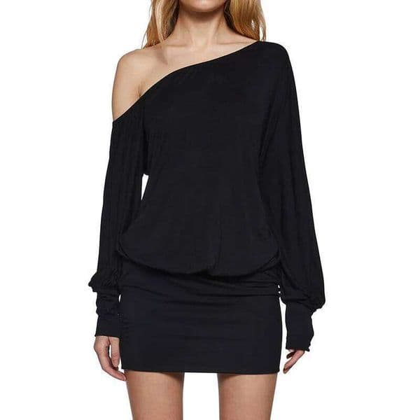 European and American backless sloping collar hanging solid color loose dress spicy girl office lady casual style Y2K Z260314
