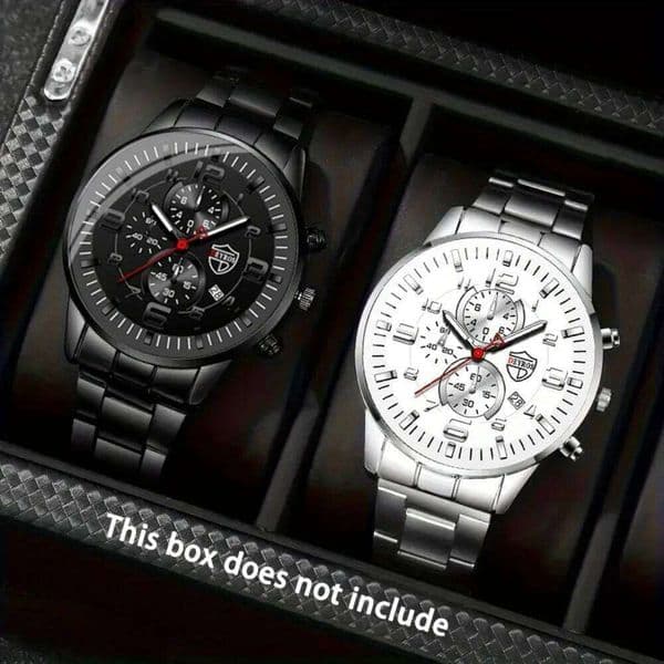 DEYROS 2 Pcs/ Set Watch Set, Alloy Strap New Men's Watches Quartz Movement Stylish Timepieces Gift Ideas
