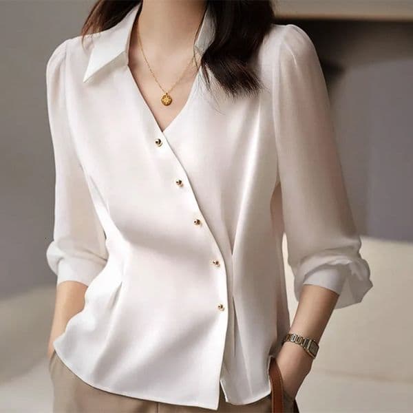 Polo Clothing European And American Light Mature Style Satin Longsleeve Shirt Designer T-shirt Designer Hoodie Autumn Solid Color Cardigan Blouse For