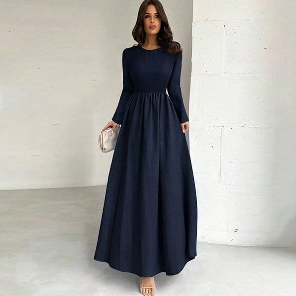 Autumn New Independent French Style Elegant Designer Dress Long Sleeve Waistcinching Aline Dress