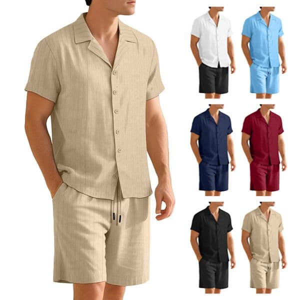 Commuting Casual Designer T-shirt Button Designer Hoodie Shirt Short Sleeve Men's Vacation Beach Shorts Polo Summer Cardigan Short Sleeve Shorts Set
