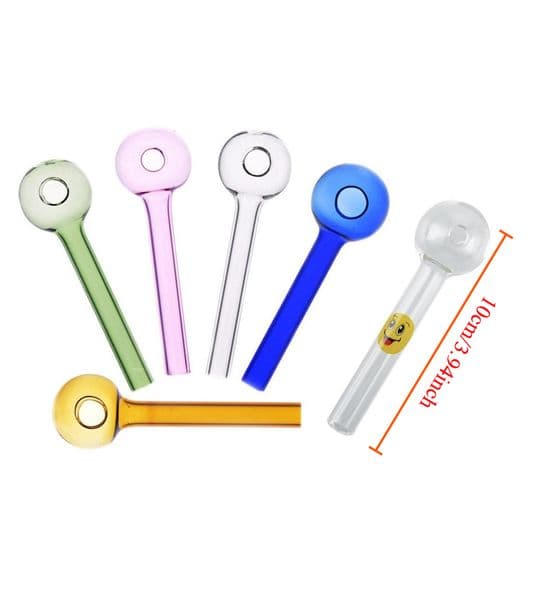 Colorful cheap 10cm Mini Thick heady colorful Glass Smoking Oil Burner Pipes Popular Smoke Straight Tube Straw Pipe Water Hand Nail Tips