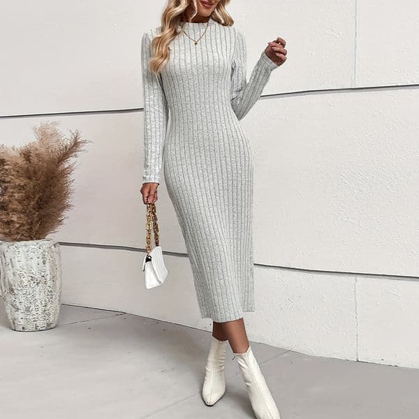 European And American Spring And Designer Dress Autumn Knitted Dress Long Sleeve Slim Fit Long Onepiece Dress Women's Clothing
