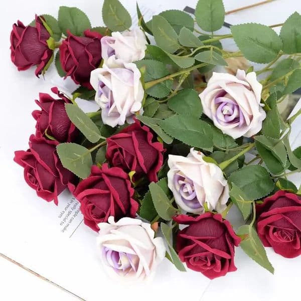 1pcs Artificial Flowers Bouquet White Red Rose Eucalyptus Leaves Wedding Decoration Peony Flower for Party Home Decor Gift 260312