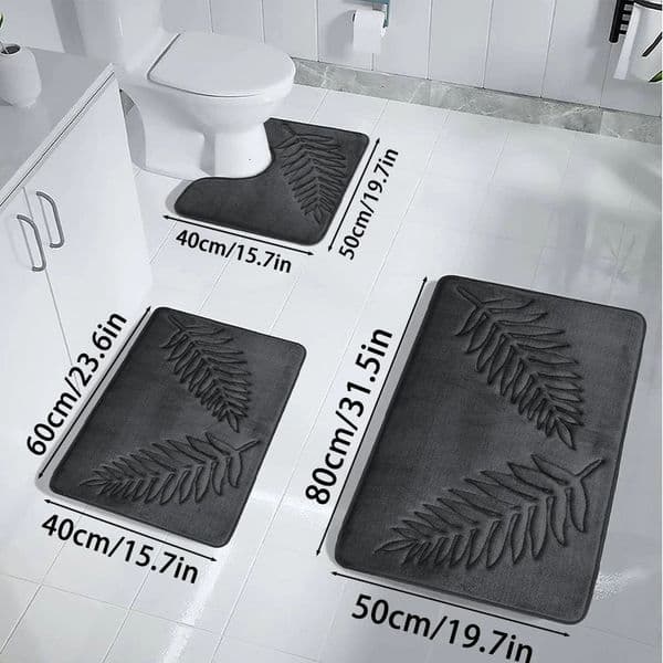 3PCS Set Bath Mats Nonslip Soft Quick Dry Bathroom Rugs Water Absorption Fast Mat Machine Washable For Home Floor 260312