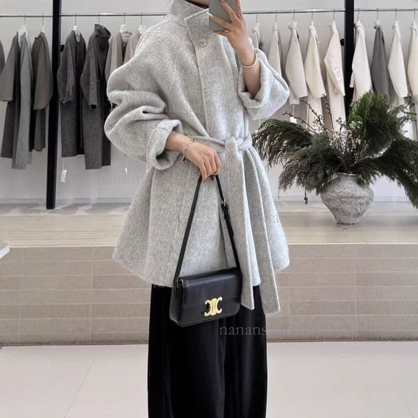 2026 Designer Mid Size Stand Up Collar Jacket High-end Fashion Meteor Shower Autumn And Winter Loose Fit Double-sided Cashmere Coat Luxury Women's Wind Clothing