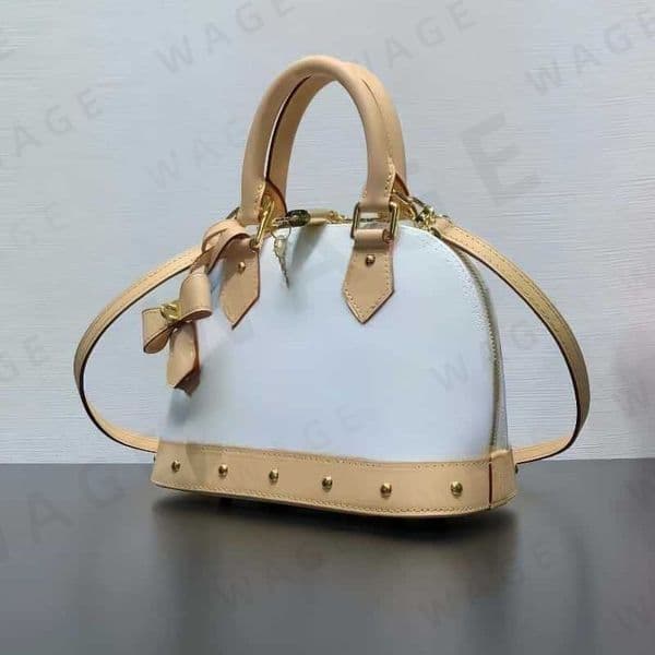 2026 White Tri-Color Genuine Leather Shell Shoulder High quality Crossbody Bag, Bow Letter Versatile Women's Purse Everyday Tote Bag, Casual Unique Style-2