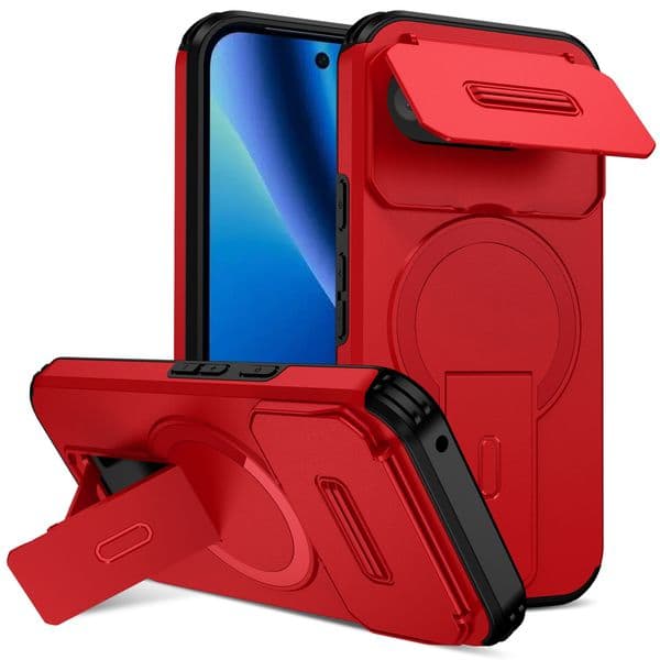 Camera Case For Google Pixel 10A 9 9A 8 8A 7A 7 6 Pro XL Armor Antiskid Hidden Bracket Magnetic Wireless Charging Sliding Lens Window