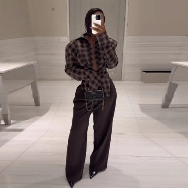 Chic Sexy Plaid Long Sleeved Shirt ners Flattering Stylish Casual Female Autumn Tops Trendy Fashionable Womens Streetwear 260312