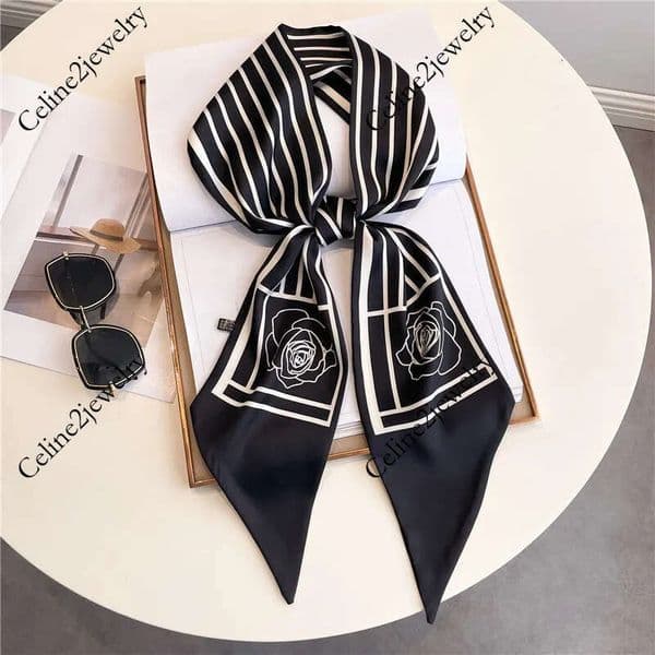 40style Designer Oblique Angle For Flower Printing Skinny Bag Brand Silk Scarf Women Tie Fashion Belt Head Scarves 147x14cm