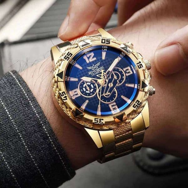 Fashion Big Dial Men's Watch Steel Band Male Business Quartz Wristwatches Reloj HombreWithout Box