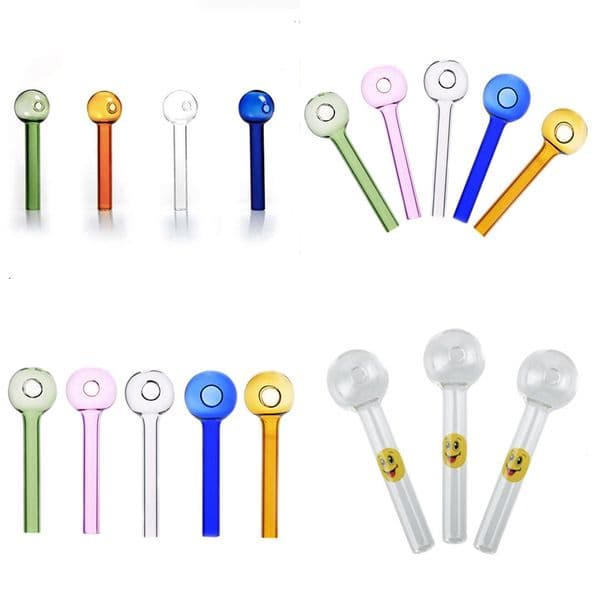 Wholesale Colorful cheap 10cm Mini Thick heady colorful Glass Smoking Oil Burner Pipes Popular Smoke Straight Tube Straw Pipe Water Hand Nail Tips