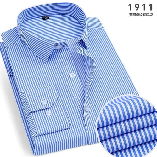Mens long-sleeved shirt business casual solid color striped plaid spring summer free ironing all fit tooling comfortable 260312BJ