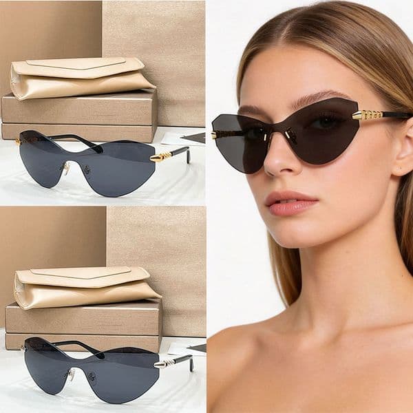 26ss New Women Designed With Cat Eye Frameless Gray Lenses Metal Snake Scales Legs Fashionable Modern Style Sunglasses BV50071U