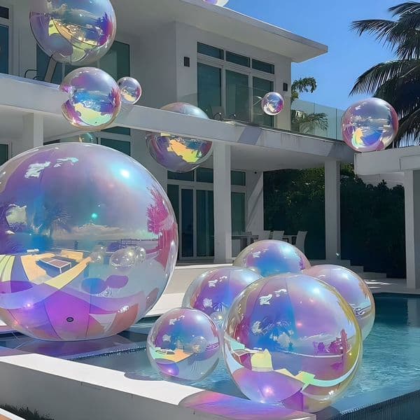 Iridescent Inflatable Mirror Ball Big Shiny Balls Airtight Giant Mirror Balloon Large PVC Sealed Sphere For Wedding