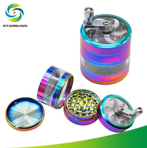 Smoking Pipes Four layer 63mm zinc alloy cigarette grinder, dazzling hand grinder