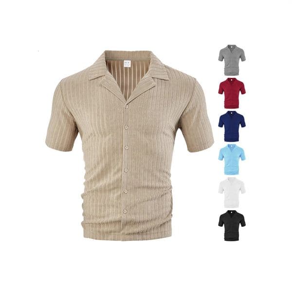 Men's Designer T-shirt Summer Polo Loose Casual Breathable Collar Cardigan Designer Hoodie Solid Color Towel Jacquard Short Sleeve Men's Shirt