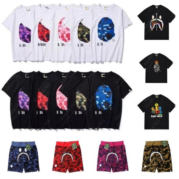 Shark Summer t shirt designer shorts men fashion womens couple tracksuit leisure graphic tee round neck t shirts for men Streetwear designer clothes 0764