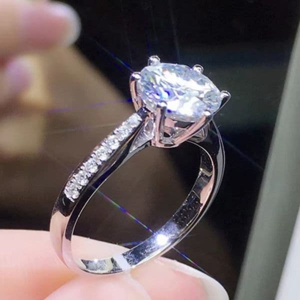 Cubic Zirconia Diamond Engagement Wedding Ring Bridal Jewelry Sterling Silver Finger Rings for Women Girls Gift CZ Crystal Fine Jewelry Her Birthday Mother Gift