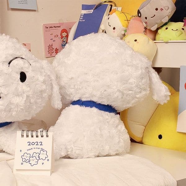 Cute explosion crayon small new little white dog doll plush toy throw pillow birthday gift student party gift Z260528