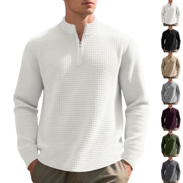 Independent Polo Autumn Winter American Style Simple Casual Men's Designer T-shirt Loose Jacquard Designer Hoodie Stand Collar Halfzip Base Shirt Swea Men