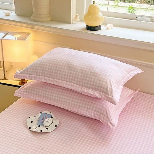 2pcs Set Pillowcase Envelope Style Plaid Couples Plain Ins 48x74cm Home Textile Household Bedroom Throw Pillow Case Cover 260312