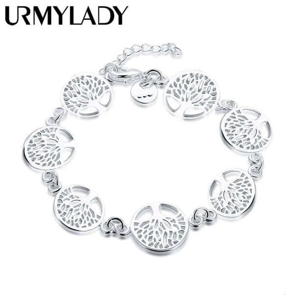 URMYLADY New wedding 925 sterling silver bracelet beautiful Tree flowers for women classic fashion jewelry wholesale 20CM Noble S260314