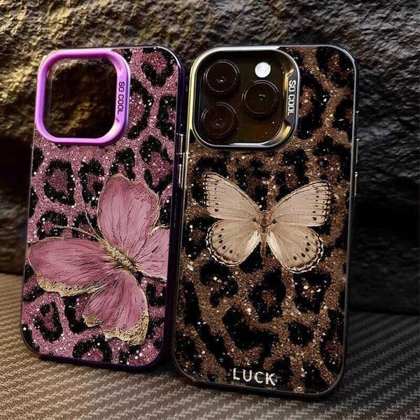 Butterfly Leopard Phone Case for IPhone 16 15 14 13 12 11 Pro Plus 17 Air 16E X XR XS Max Shockproof Full Print Cover 26L0316