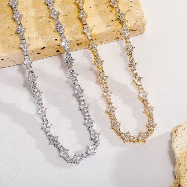 5mm New Hip-Hop Style Morganite Tennis Chain Bracelet VVS Tennis Morganite Chain Women's and Men's Fashion Cuban-style Chain Necklace