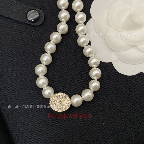 cc necklace jewerly for women Classic double C letter necklace palace-style round pearl necklace clavicle chain channels necklace