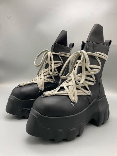 10cm Thick Octopus Sole Full Grain Leather Handmade Lace-up Cross Strap Handmade High Top Street Boots