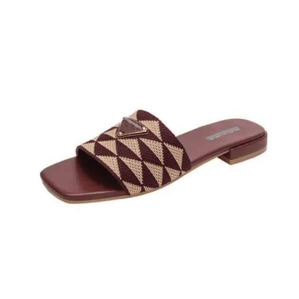 Fashion Sandals Woven Beach Shoes Flat Sliders Designer Slippers Women Flip Flops Triangle Jacquard plaid Slide Slides size 36-42 a9