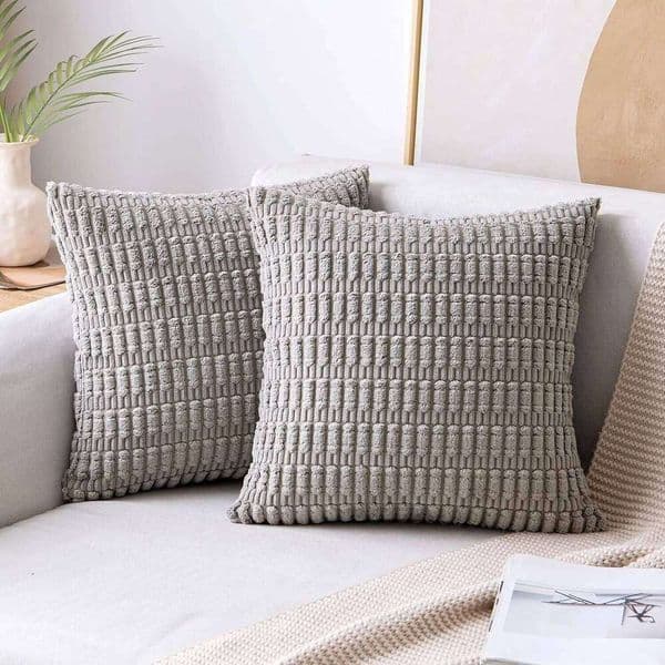 Grey Covers 40x40 Decorative Throw Soft Cushion Cover Corduroy Striped Square Sofa Pillow Case 50x50cm Boho Home Decor 26H0316