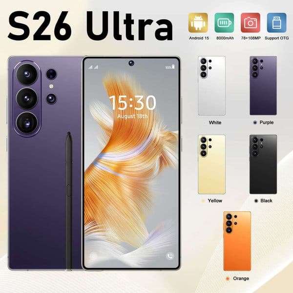 Cross-border best-selling mobile phone S26 Ultra, true 4G, octa-core, 3+64GB, center-pierced 7.3inch all-in-one device, foreign trade dropshipping