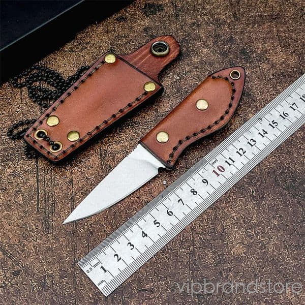 mini fixed blade couteau straight knife M390 material cowhide handle fixed blade knife pocket knife tactical portable camping EDC fruit sharp knife hands tools