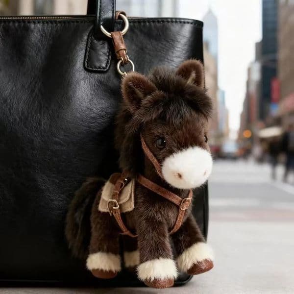 Plush Bag Charm Keychain Cute Stuffed Horse Pendant Kawaii Animal Accessory For Backpack Purse Car Keyring Daily Decor Gif 260309