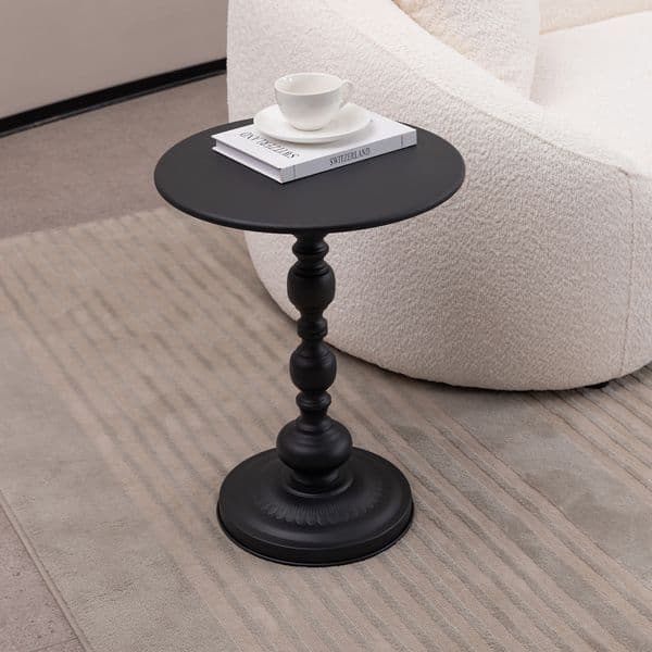 2PC Vintage Metal Coffee Table End Table Round Side Table for Sofa Bedside Nightstand Accent Table Decorative Small Space Living Room Bedroom
