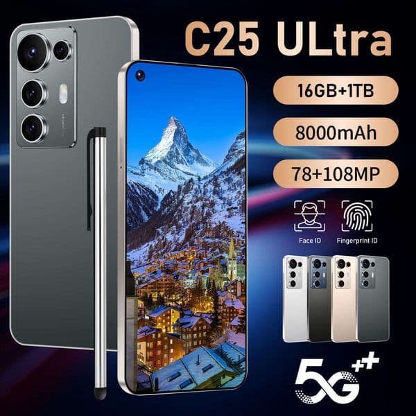 C25 ULTRA is hot-selling new cross-border smartphone with a left-side perforation, 7.3-inch 4G display, 16.0million pixels, octa-core processor, and 3+16GB thumbnail 2