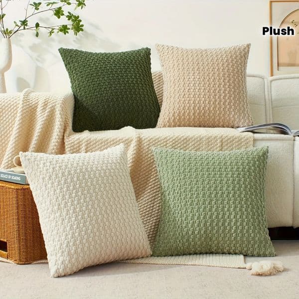 Spring Throw Pillow Cover 18x18 Decorative Cushion Beige Pillowcase Soft Corduory Cushions for Home Sofa Couch 260312