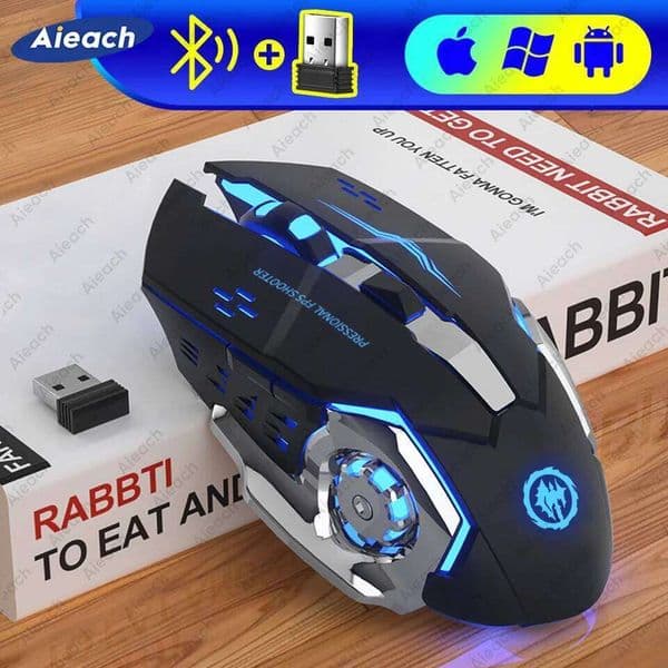 Rechargeable Wireless Gaming Silent Bluetooth USB Mechanical E Sports Backlight PC Gamer Mouse For Computer
