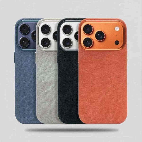 Luxury Fiber Leather Shockproof Case iPhone 17 Pro Max 16 15 14 Plus 13 12 For Magnetic Wireless Charging Back Cover 26L0316