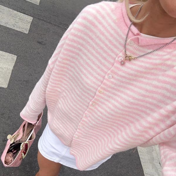 Casual Loose Cardigan For Women Autumn Long Sleeve Knitwear Y2K Outerwears Womens Fashion Stripes Sweater Female Top 260310