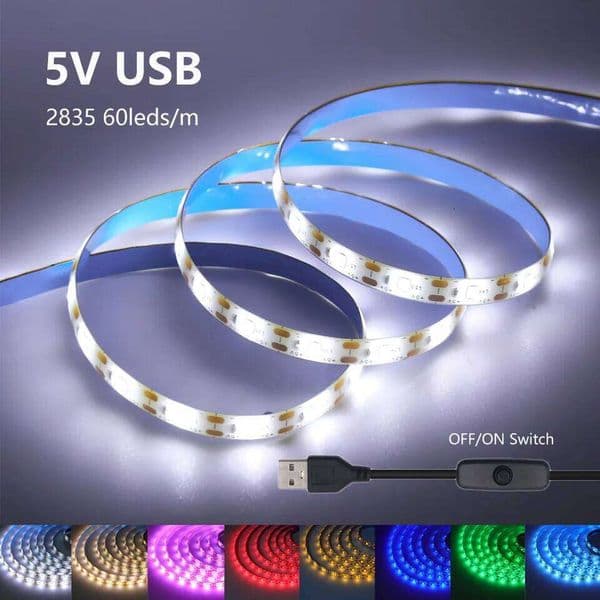 5V USB Led Strip SMD 2835 60Leds/m Flexible Ribbon Tape TV Background Lighting 1M 2M 3M 5M LED String Light Room Decor 26Y0314