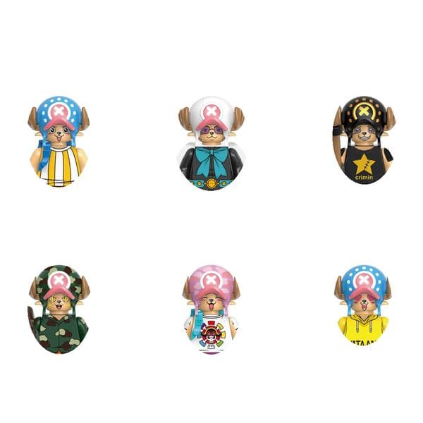 6-Pack New Building Blocks ONE PIECE Chopper Mini Dolls Anime Figures Toys Playset for Fans G0171