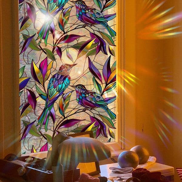 Charming Sunbeams with Flowers and Birds: Elegant Retro-Themed Home Decorating Vinyl Stickers