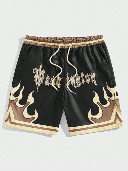 Premium 3D Printed Mens Hawaiian Shorts - Ultra Casual Flame Pattern for Summer Vacation and Sport Fashion 260316