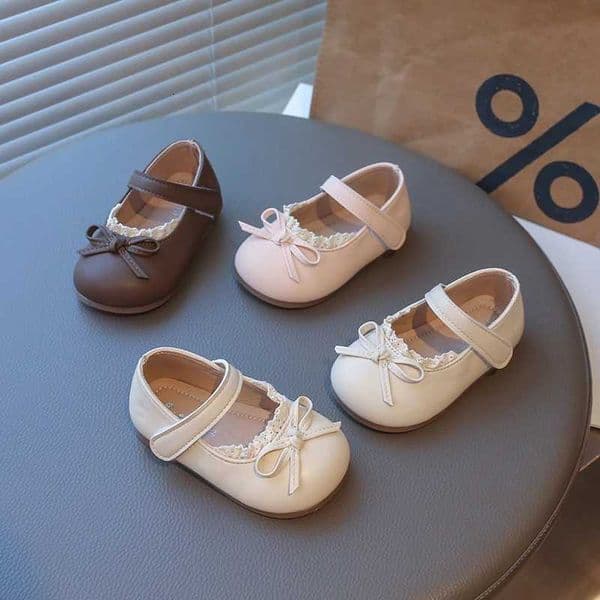 Children Leather Shoes for Girls 2026 Spring New Fashion Korean Style Soft Sole Anti-slippery Versatile Princess Lace Baby ShoesT260314
