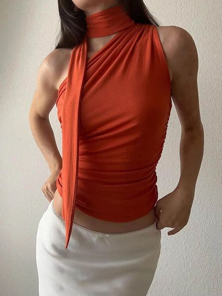 Backless Sexy Off Shoulder Halter Tank Tops Women Vintage Sleeveless Crop Top Y2K Clothes Club Female Casual Summer 260317